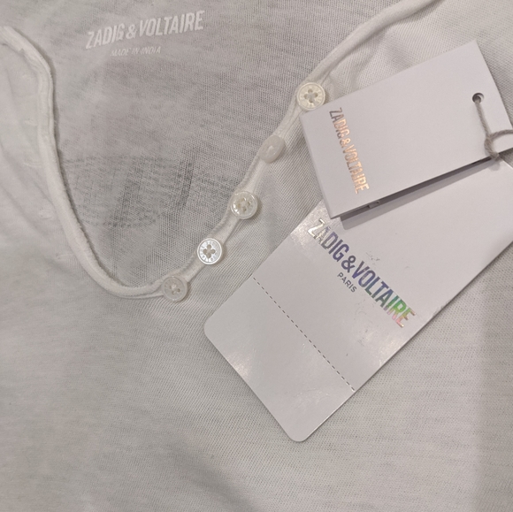 Zadig & Voltaire Tunisien Beaded Long Sleeve Skull Tee Size X Small Nwt ❤ - Picture 6 of 9